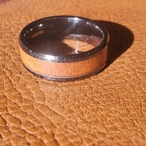 THRACIAN Black Ceramic Wedding Band w/Polished Finish Carpathian Elm - Thorsten